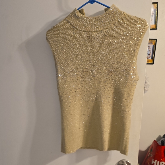 once again Tops - Elegant Gold Sequin Blouse